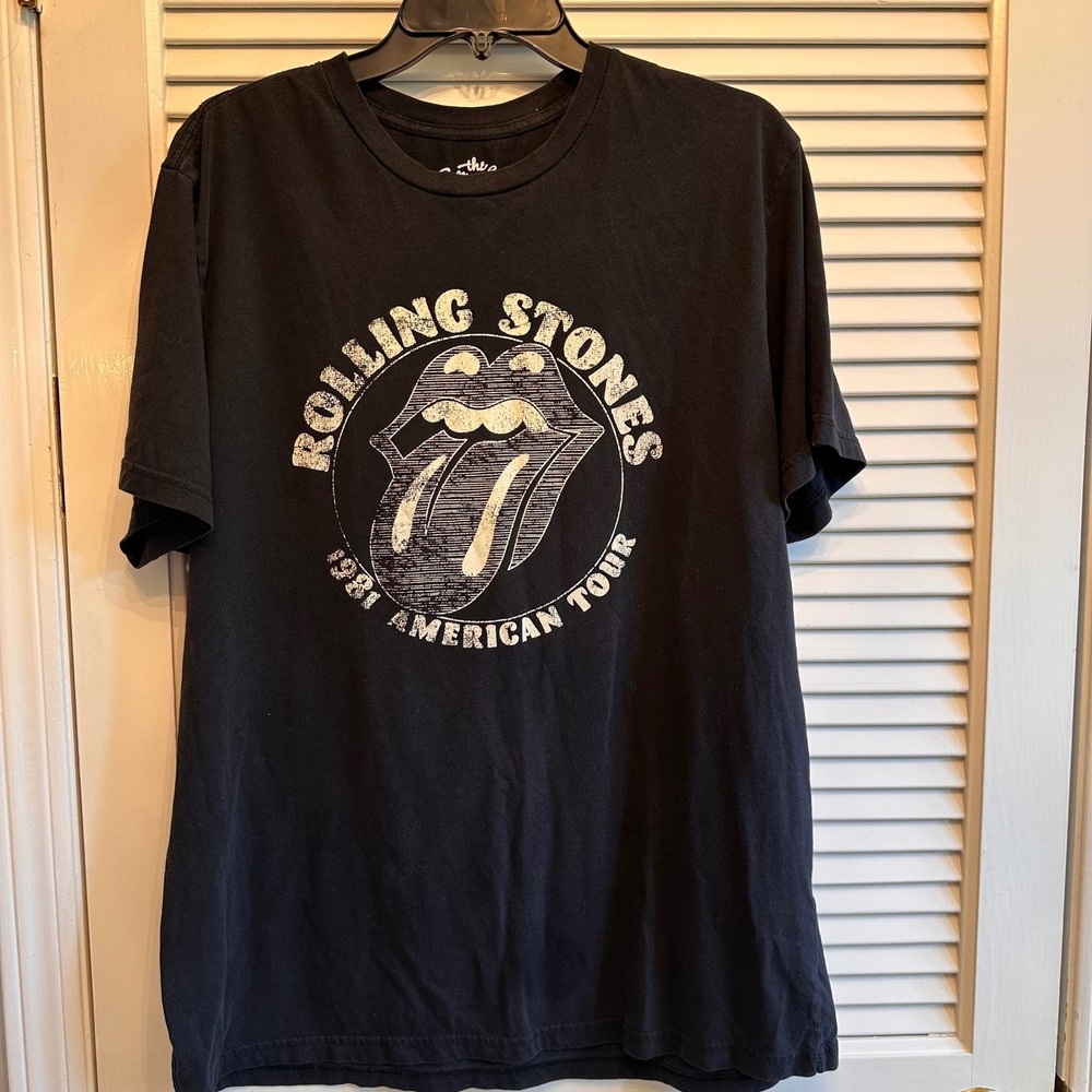 Rolling Stones 1981 American Tour T-Shirt Black Graphic Band Tee L